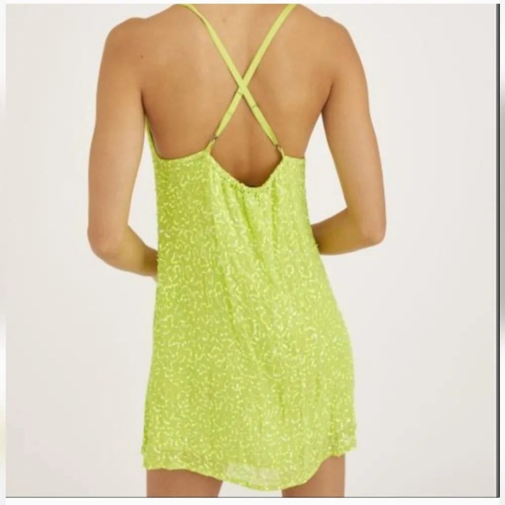 Show Me Your MuMu Lime Green Sequin Cowl Neck Mini Dress - Picture 3 of 16